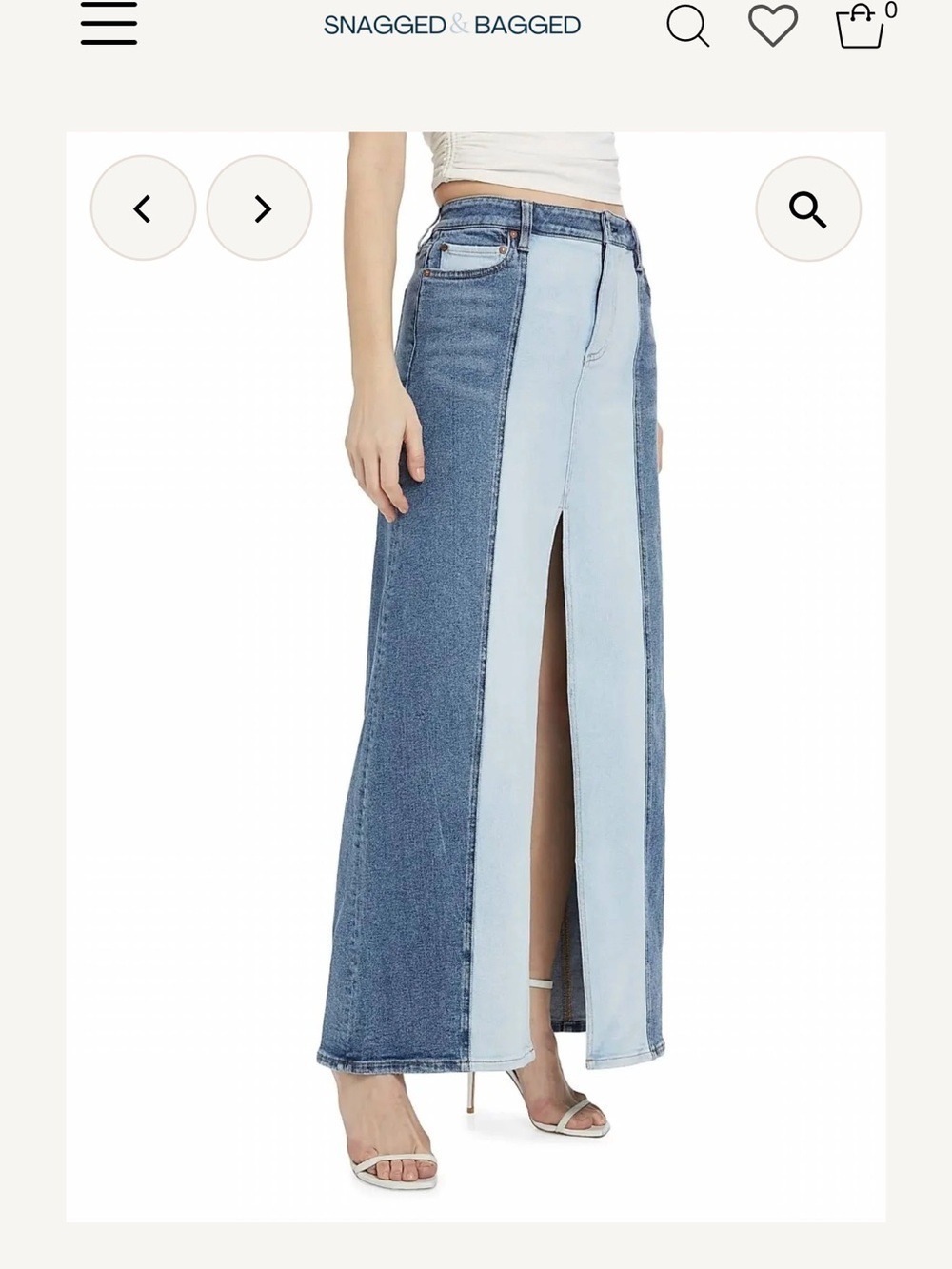 Alice + Olivia Rye Two-Tone Low Rise Maxi Jean Skirt Size 27 NWT - Picture 2 of 14